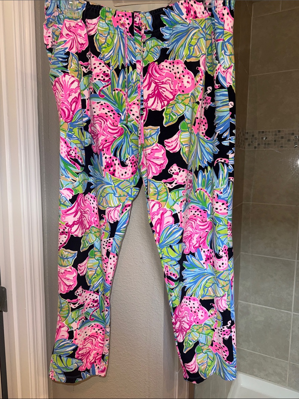 Lilly Pulitzer Luxletic Knit Joggers Vibrant Jungle Pants Size XL